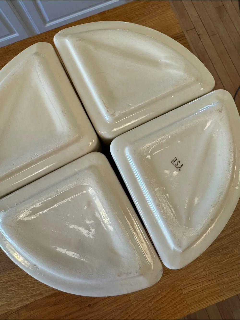 🍇 Vintage Esmond Watt Pottery 4pc Canister Set | Wood Lazy Susan Base